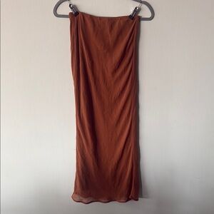 Forever 21 Rust Ruched Maxi Slip Skirt Cocktail